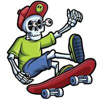 freddo cranio skateboard abbigliamento di strada vettore