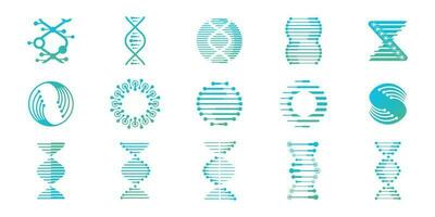 icona impostato vettore dna genetico logo design modello per scienza tecnologia logo ispirazione.