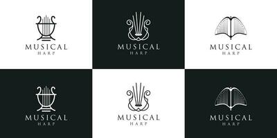 impostato collezione musicale arpa logo lira simbolo collezione.minimalista arpa logo design ispirazione. vettore