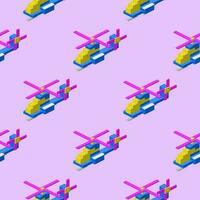 modello di giocattolo elicotteri assemblato a partire dal plastica blocchi nel isometrico stile per Stampa e design. vettore illustrazione.