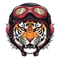 tigre testa motociclista logo vettore maglietta design