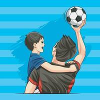 esso è tempo per calcio con padre e figlio vettore illustrazione professionista Scarica