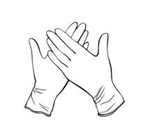 guanti protettivi medici isolati su uno sfondo bianco. illustrazione vettoriale disegnato a mano in stile doodle.