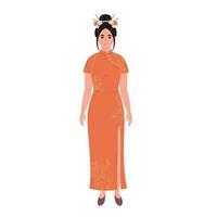 Cinese donna nel tradizionale vestiario. asiatico cultura, etnia vettore