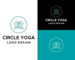 natura yoga Salute umano sport meditazione logo design vettore. vettore