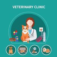 poster piatto clinica veterinaria vettore