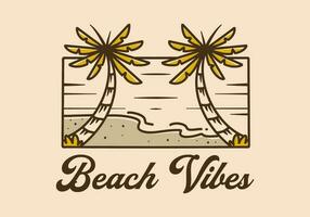 Vintage ▾ illustrazione di spiaggia Visualizza nel rettangolo forma vettore