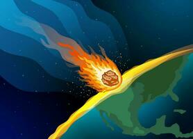 grande ardente meteora colpire il terra vettore