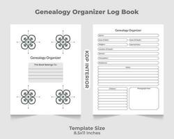 genealogia organizzatore log libro kdp interno vettore