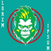 il grande re verde scimmia logo design vettore