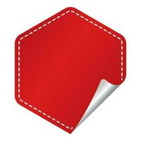 rosso vuoto esagono carta distintivo o etichetta su bianca sfondo. vettore