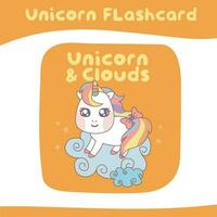 stampabile flashcard collezione con carino unicorno tema. colorato flashcard. vettore illustrazione.