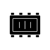 icona del glifo con parti di microchip intelligenti vettore