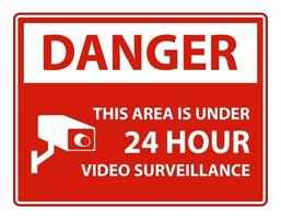 pericolo questa zona è sotto il segno simbolo di videosorveglianza 24 ore su 24 vettore