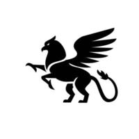 premium nero minimal griffin mitica creatura emblema mascotte disegno vettoriale