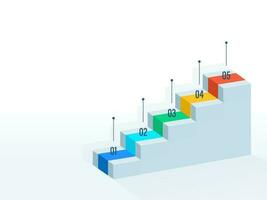 attività commerciale Infografica scala diagramma nel 3d con cinque passaggi su bianca sfondo. vettore
