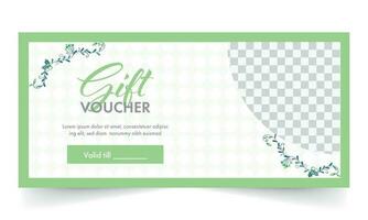 regalo voucher; tagliando bandiera o intestazione design con spazio per Prodotto Immagine su bianca e menta verde colore. vettore