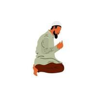 lato Visualizza di islamico giovane uomo offerta namaz su bianca sfondo. vettore