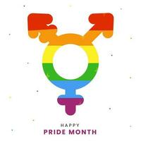 contento orgoglio mese celebrazione manifesto design con arcobaleno colore transgender simbolo contro bianca sfondo. vettore