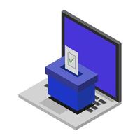 voto online su laptop isometrico vettore