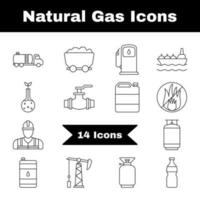 nero linea arte impostato di naturale gas icona nel piatto stile. vettore