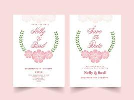 floreale nozze invito carta modello disposizione nel bianca e rosa colore. vettore