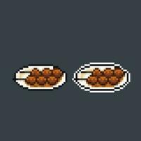 satay cibo nel pixel arte stile vettore