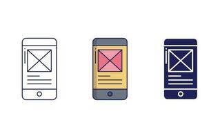 mobile wireframe vettore icona