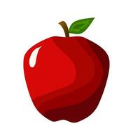 rosso Mela con verde foglia, piatto design vettore icona. salutare frutta simbolo.