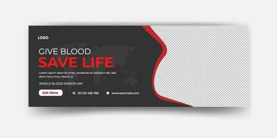 mondo sangue donatore giorno sociale media copertina e ragnatela bandiera modello vettore