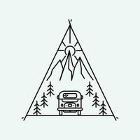 linea arte avventura logo icona disegno, in viaggio campeggio design. vettore