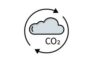 carbonio biossido icona illustrazione. icona relazionato per globale riscaldamento, co2. piatto linea icona stile, diretto colore. semplice vettore design modificabile