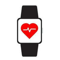 cuore battere su orologio intelligente vettore illustrazione assistenza sanitaria icona