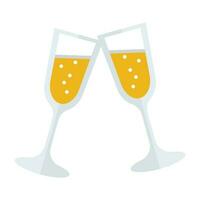 Due bicchieri di vino Saluti con bicchieri di vino tintinnio icona vettore illustrazione