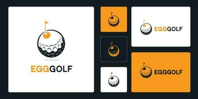 un' unico logo quello combina un' golf palla con un uovo. vettore