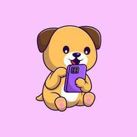 carino cane giocando Telefono cartone animato vettore icone illustrazione. piatto cartone animato concetto. adatto per qualunque creativo progetto.