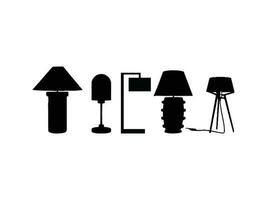 cinque tavolo leggero silhouette, lampade piatto stile vettore illustrazione. nero luce, lampada silhouette impostare, lampade impostare.