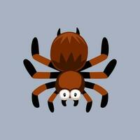carino cartone animato tarantola ragno nel isolato grigio sfondo vettore illustrazione icona