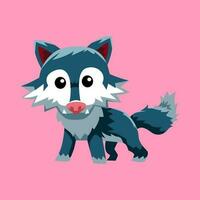 carino cartone animato lupo nel isolato rosa sfondo vettore illustrazione icona
