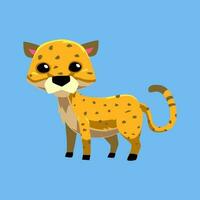 carino cartone animato ghepardo nel isolato blu sfondo vettore illustrazione icona