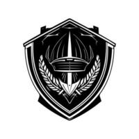 militare casco logo design è forte e grassetto, Perfetto per Marche quello volere per vetrina durezza e resilienza. vettore