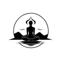 trova il tuo interno pace con nostro calmante meditazione logo design. Questo elegante illustrazione è Perfetto per benessere e consapevolezza Marche. vettore