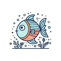 carino kawaii pesce illustrazione è adorabile e vibrante, Perfetto per disegni quello siamo giocoso e vivace vettore