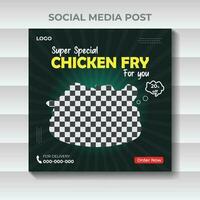 sociale media cibo pollo friggere promozione e inviare design modello vettore