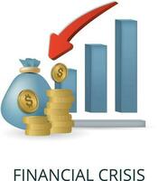 finanziario crisi icona. 3d illustrazione a partire dal economico crisi collezione. creativo finanziario crisi 3d icona per ragnatela disegno, modelli, infografica e Di Più vettore
