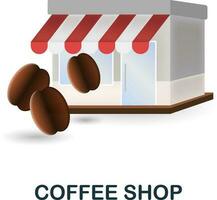caffè negozio icona. 3d illustrazione a partire dal caffè collezione. creativo caffè negozio 3d icona per ragnatela disegno, modelli, infografica e Di Più vettore
