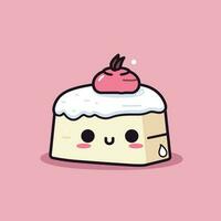 carino kawaii torta chibi portafortuna vettore cartone animato stile