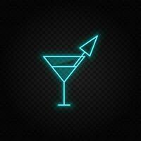 alcol, cocktail, bevanda neon icona. blu e giallo neon vettore icona.