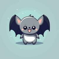 carino kawaii pipistrello chibi portafortuna vettore cartone animato stile