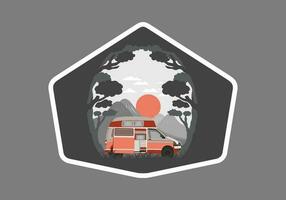 colorato illustrazione distintivo di camper nel natura vettore